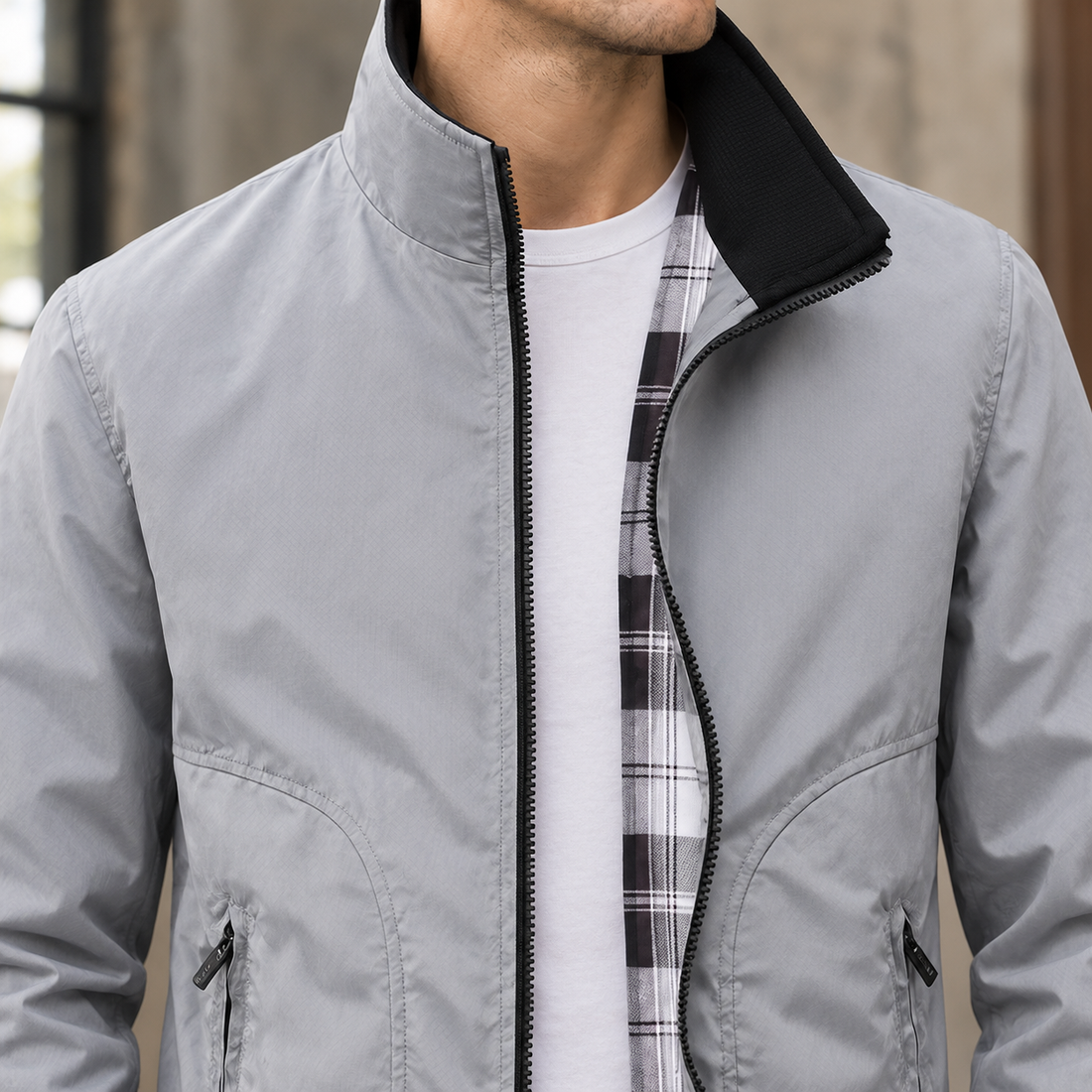 Brendan Stand Collar Jacket - Lead Product Detail