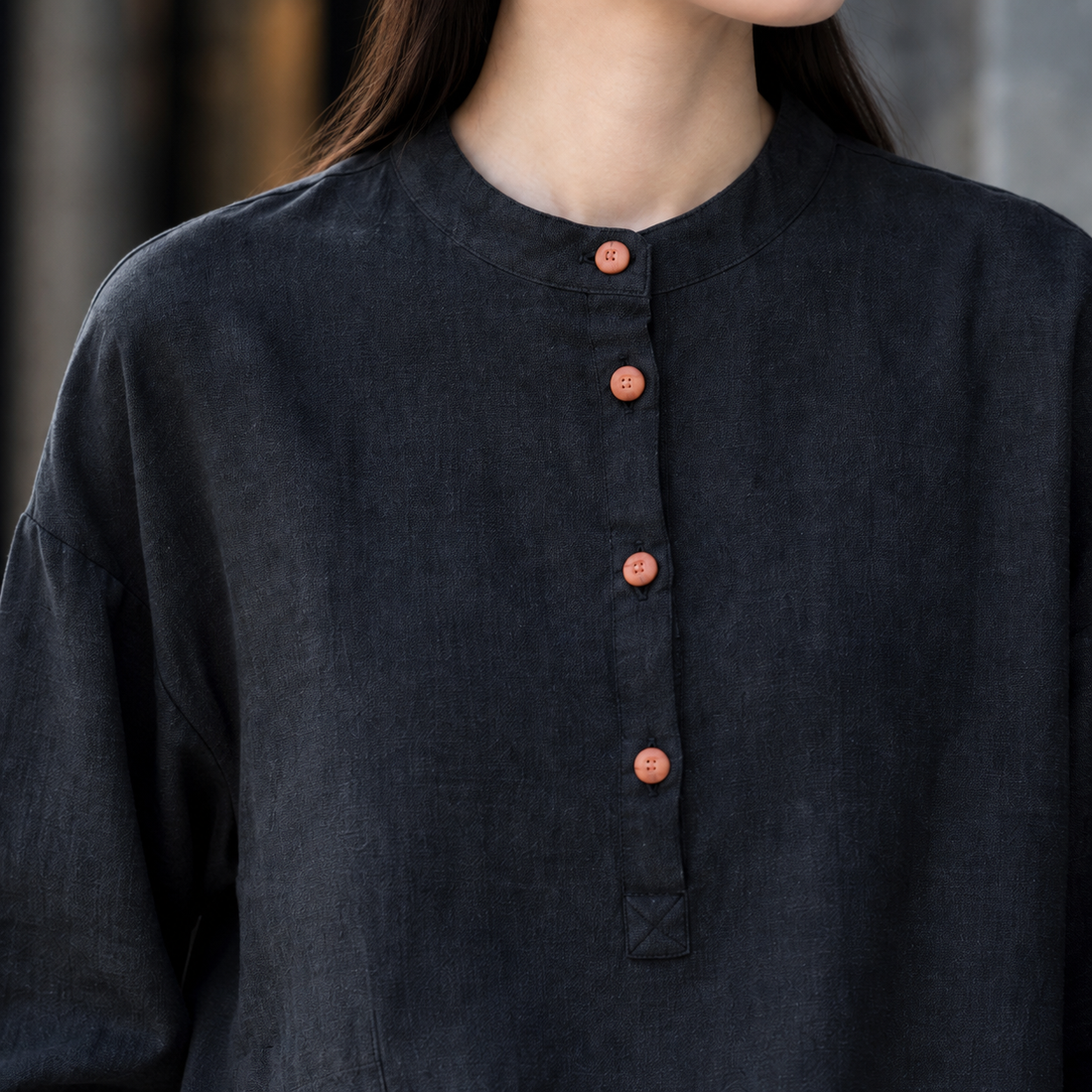 Solange Stand Collar Top - Lead Product Detail