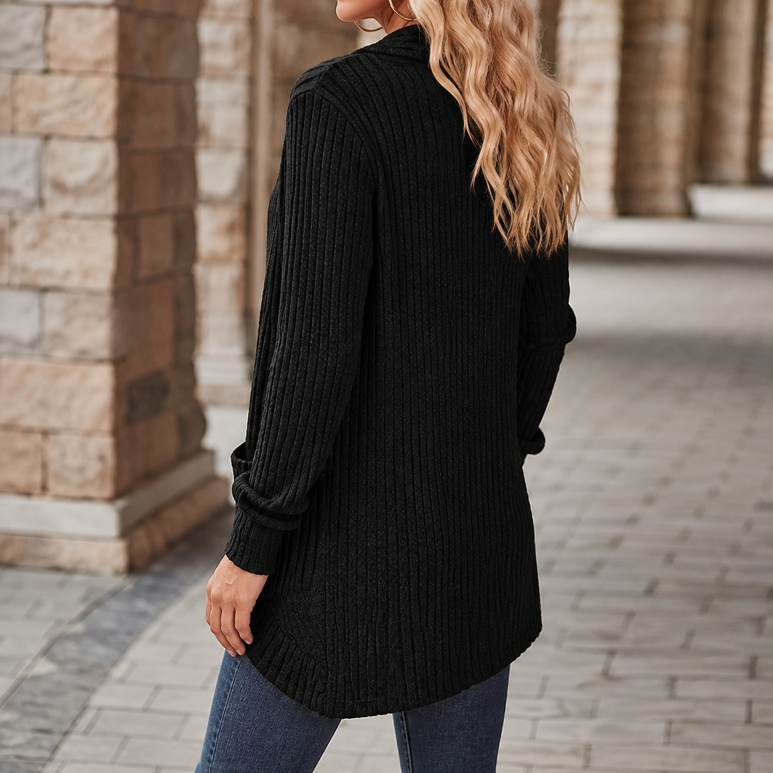 Evelina Ribbed Cardigan - Lead Alternate View