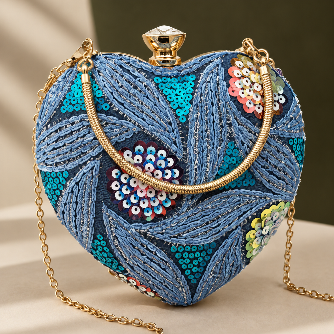 Piacenza Sequined Heart Clutch - Lead Product Detail