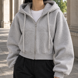 Severine Cropped Zip Hoodie - Lead Product Detail