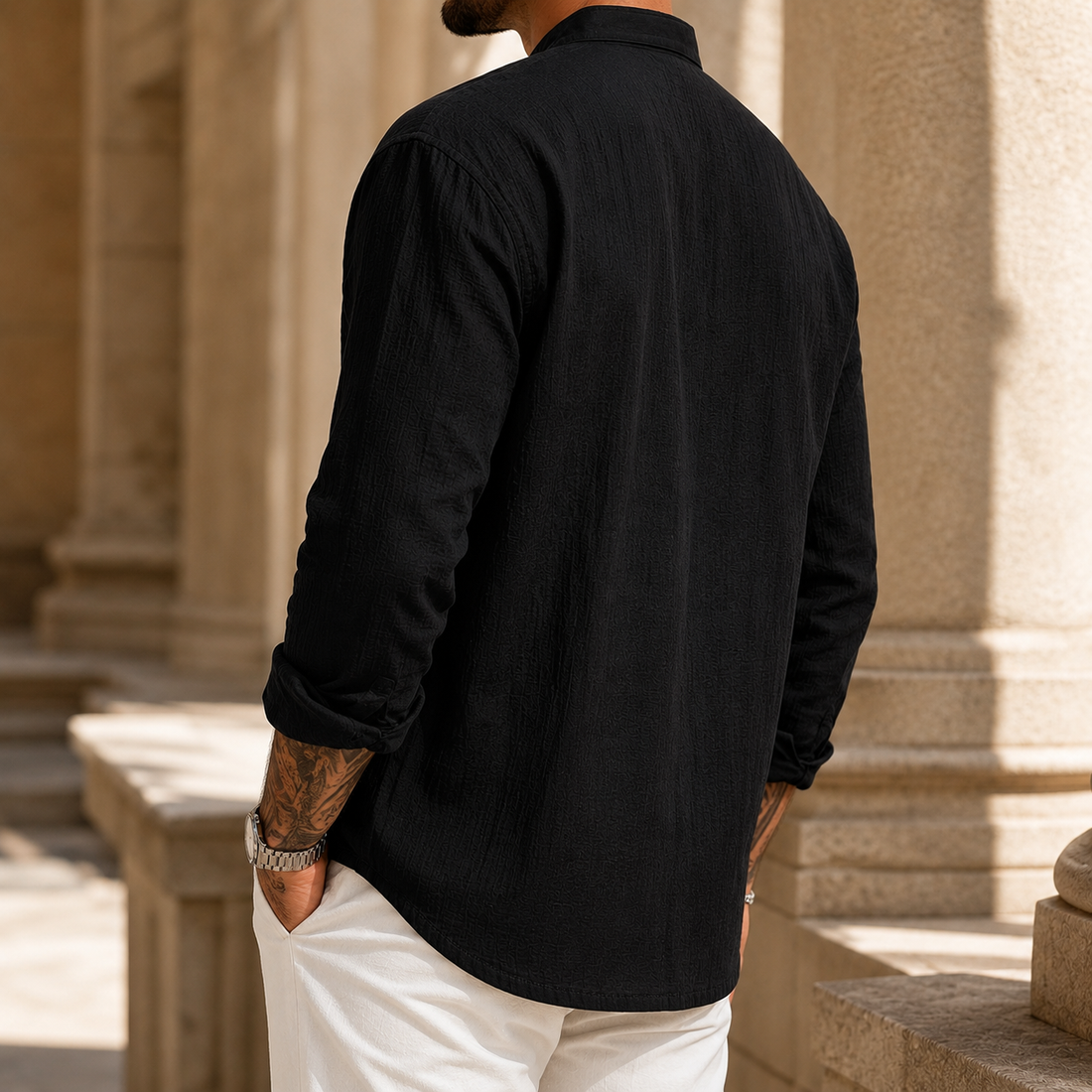 Blake Linen Shirt - Lead Alternate View
