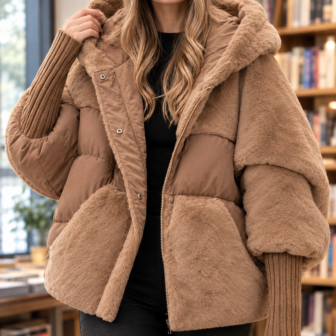 Ilaria-Kate Plush Panel Jacket - Lead Product Detail