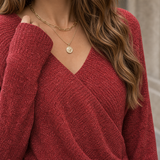 Melanie-Skye Draped V-Neck Sweater - Lead Product Detail