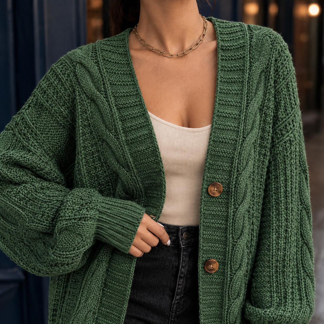 Ariane Cable Knit Sweater - Lead Product Detail