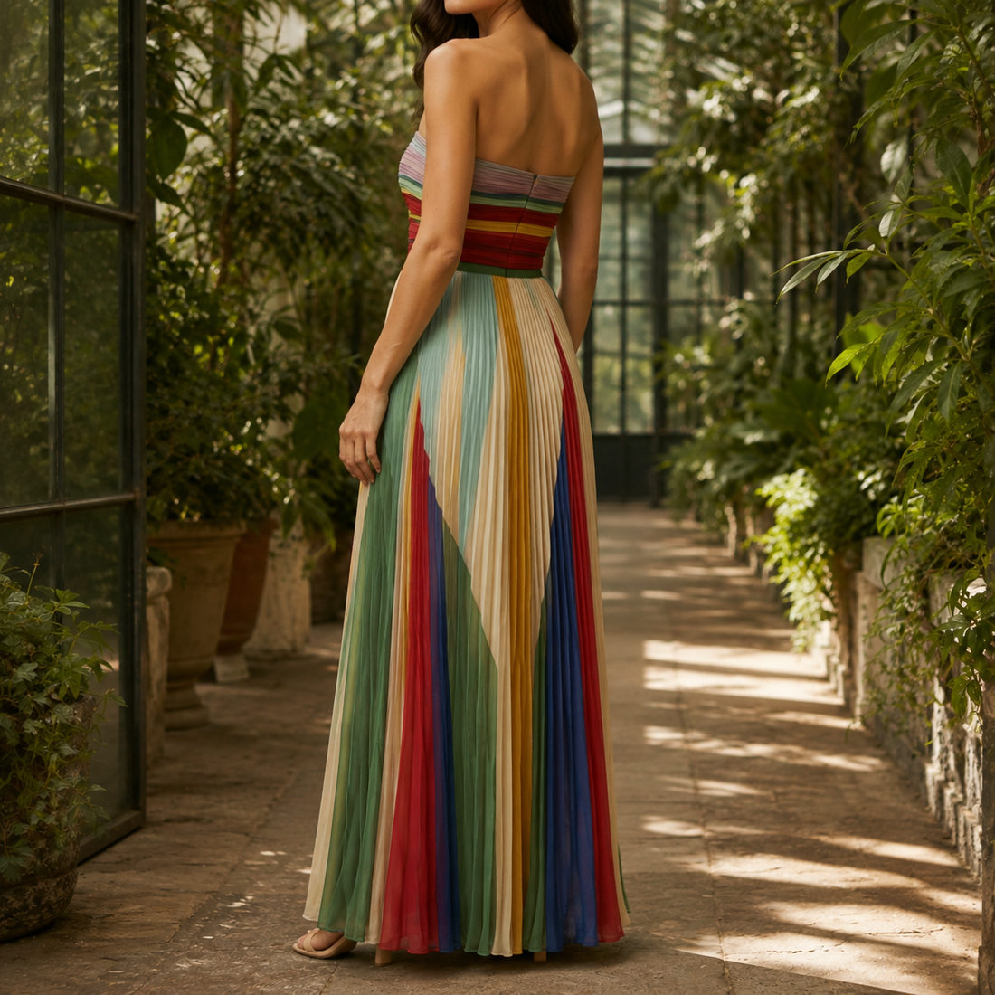 Greta Pleated Maxi Dress - Lead Alternate View