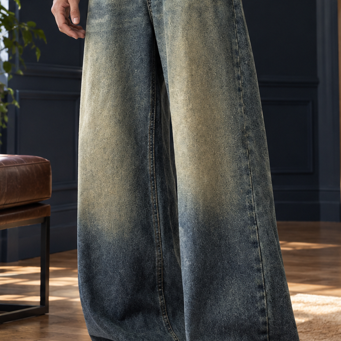 Eldric-Dean Wide Leg Jeans - Lead Product Detail