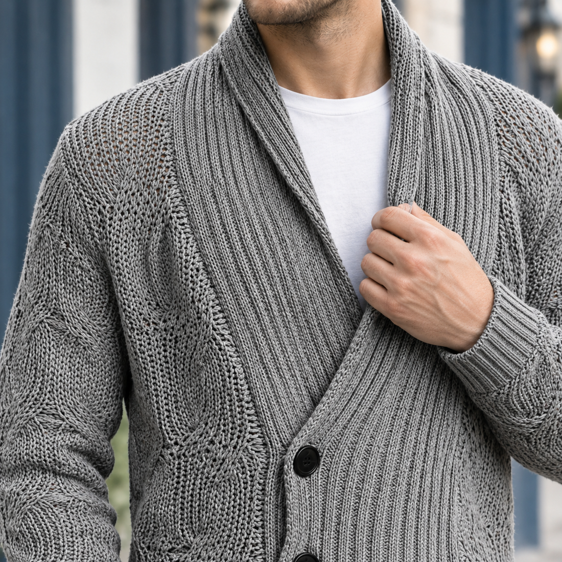 Thaddeus Shawl Cardigan - Lead Product Detail