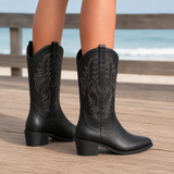 Reggiani Embroidered Cowboy Boots - Lead Alternate View