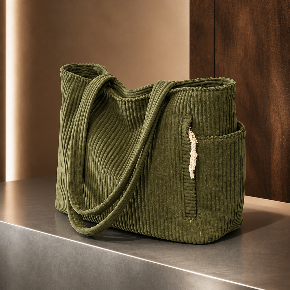 Alberti Ribbed Tote - Lead Alternate View