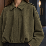 Isabelle Suede Bomber Jacket - Lead Product Detail