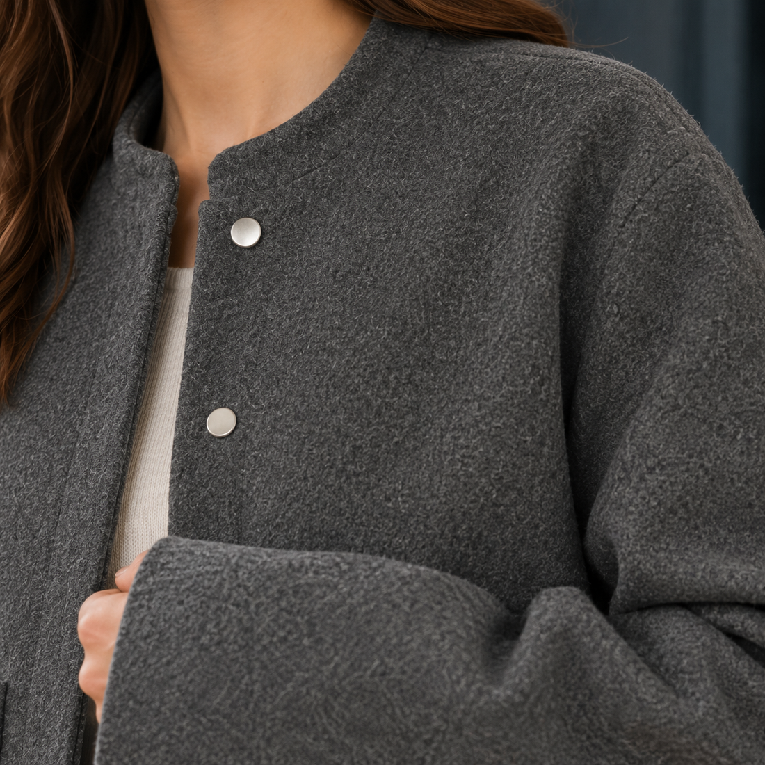 Serena-Eve Stand Collar Jacket - Lead Product Detail