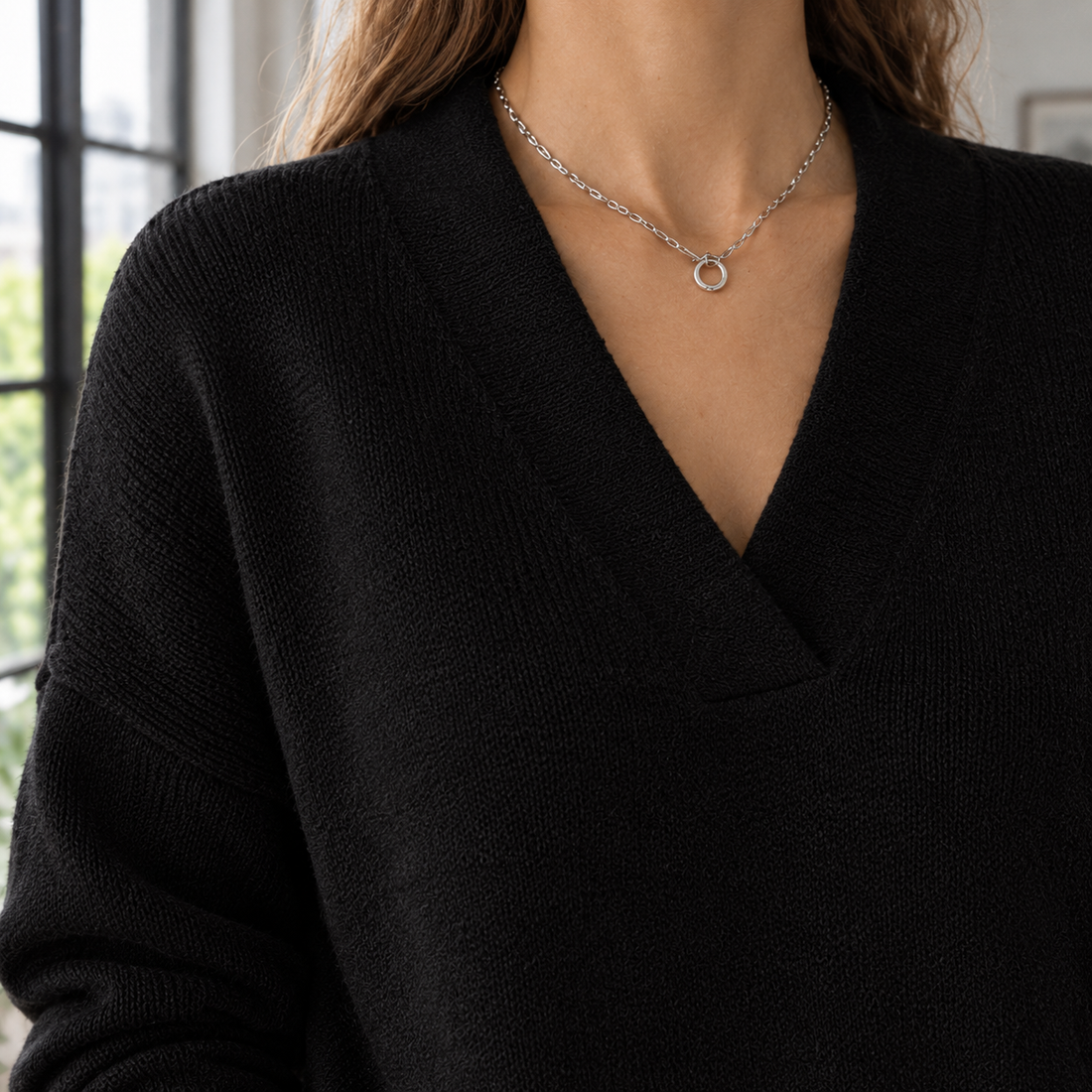 Thalia-June V Neck Sweater - Lead Product Detail