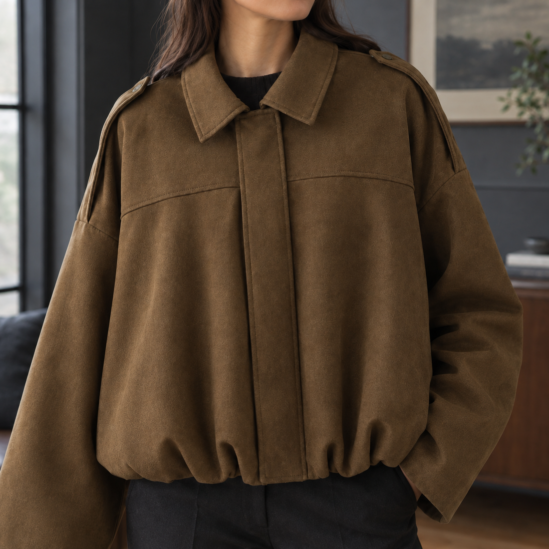 Salome Cashmere Bomber Jacket - Lead Product Detail