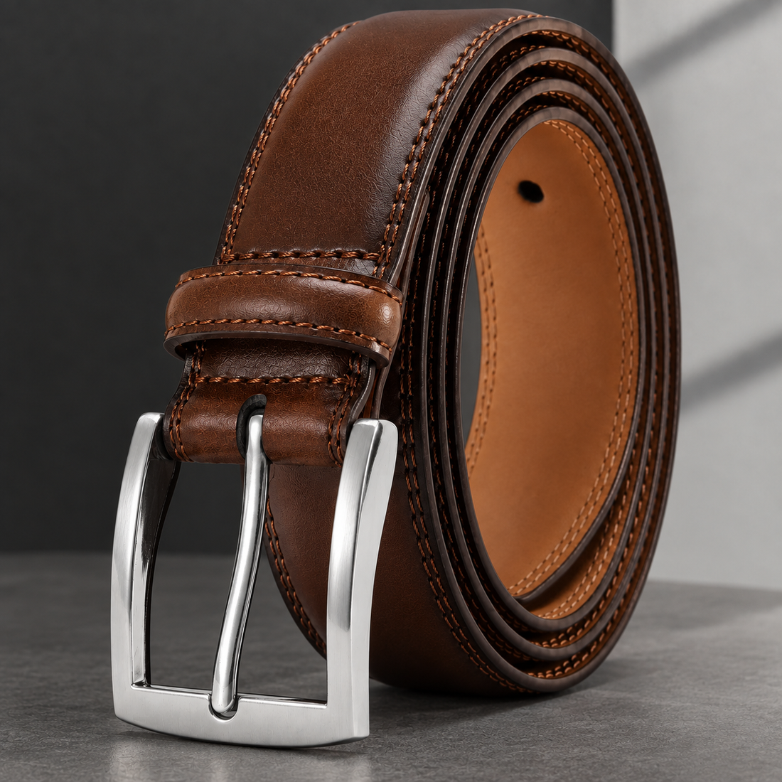 Angelini Leather Belt - Lead Product Detail