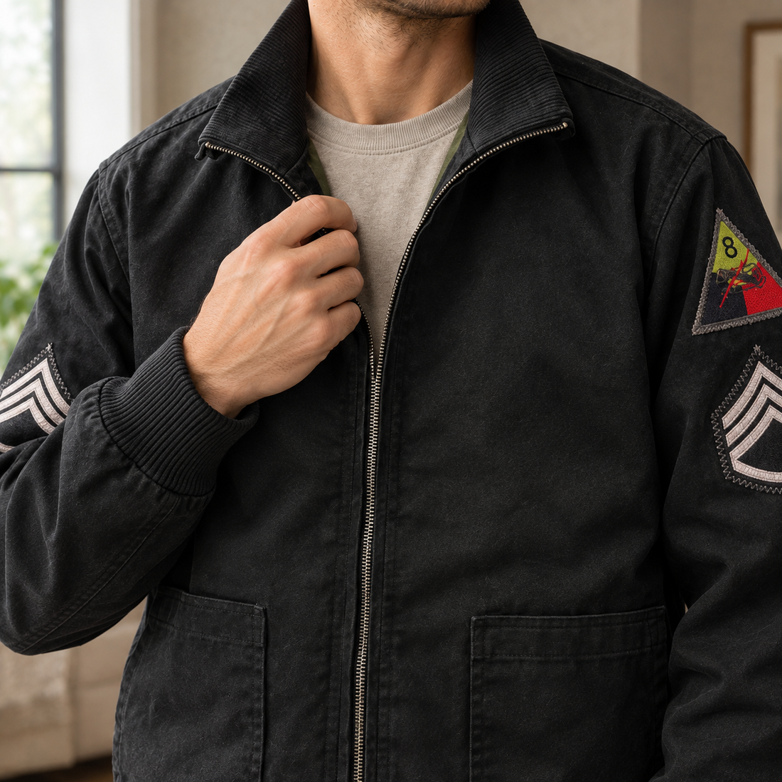 Colin Military Jacket - Lead Product Detail