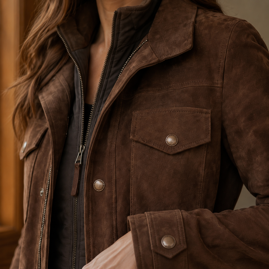 Rosalie-Claire Suede Jacket - Lead Product Detail