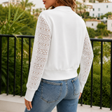 Adeline Crochet Sleeve Jacket - Lead Alternate View