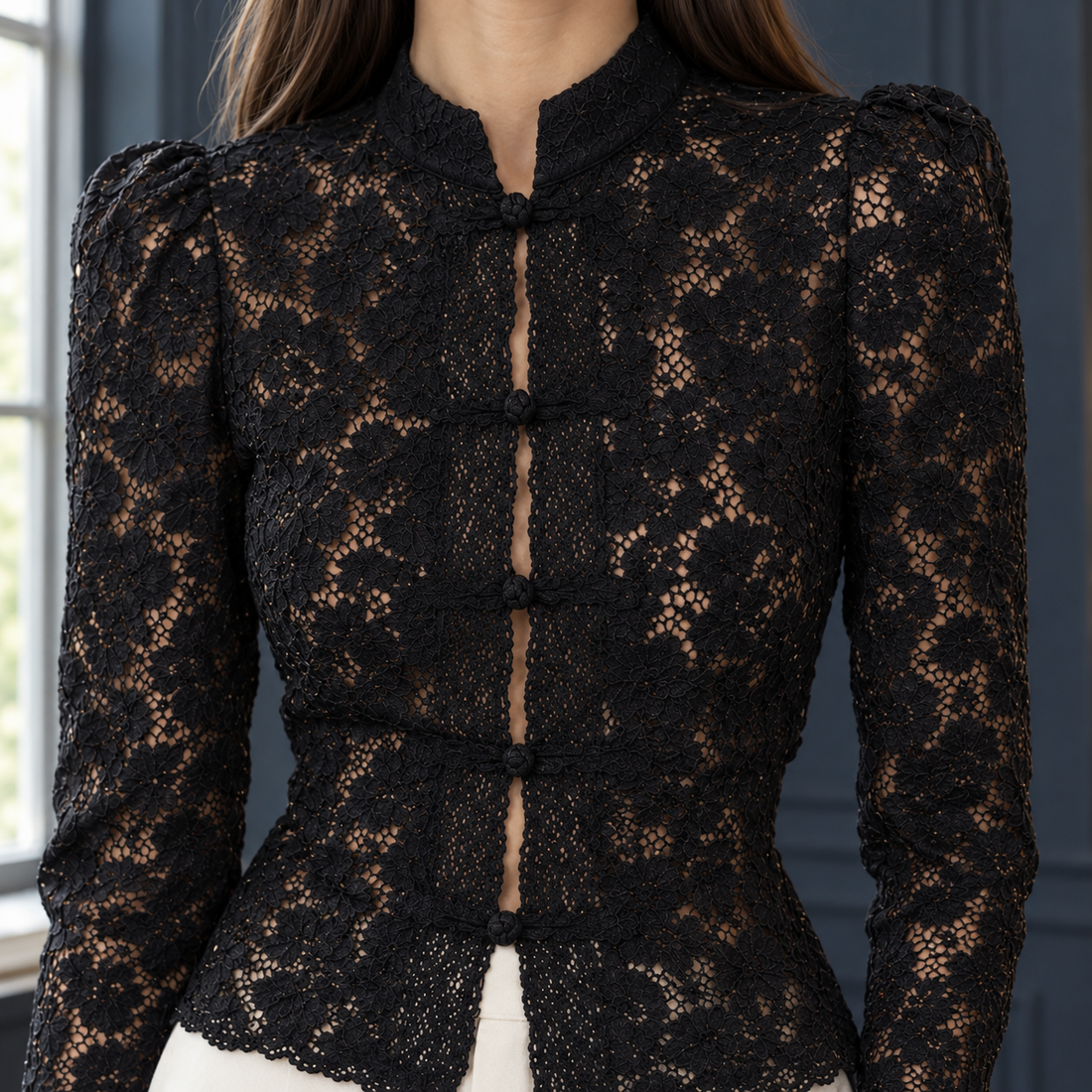 Flavia-Pearl Lace Blouse - Lead Product Detail