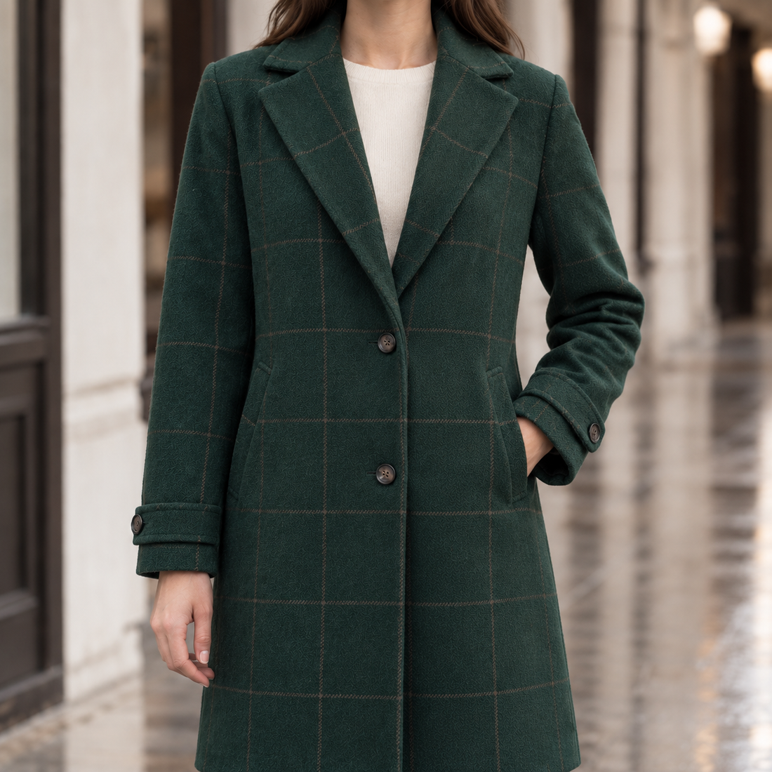 Florentine Windowpane Coat - Lead Product Detail