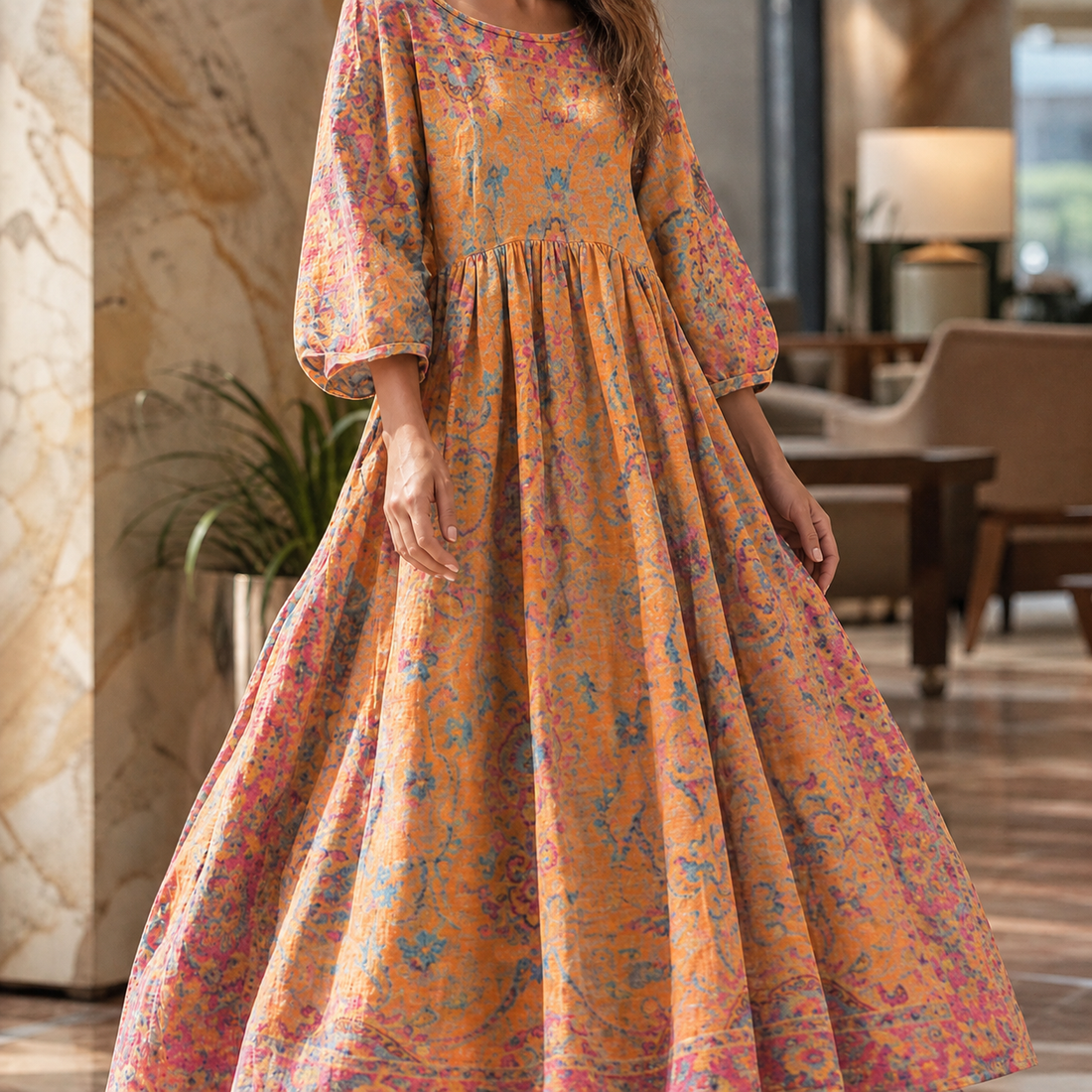 Tessa-Louise Gathered Maxi Dress - Lyqcc–tc34–012