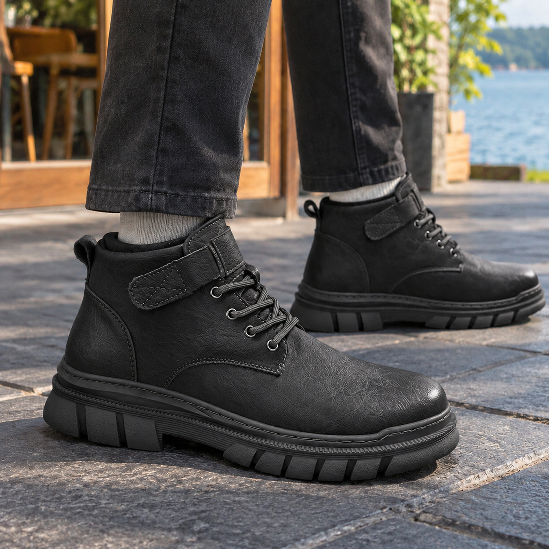 Foscari Lace-Up Boots - Black