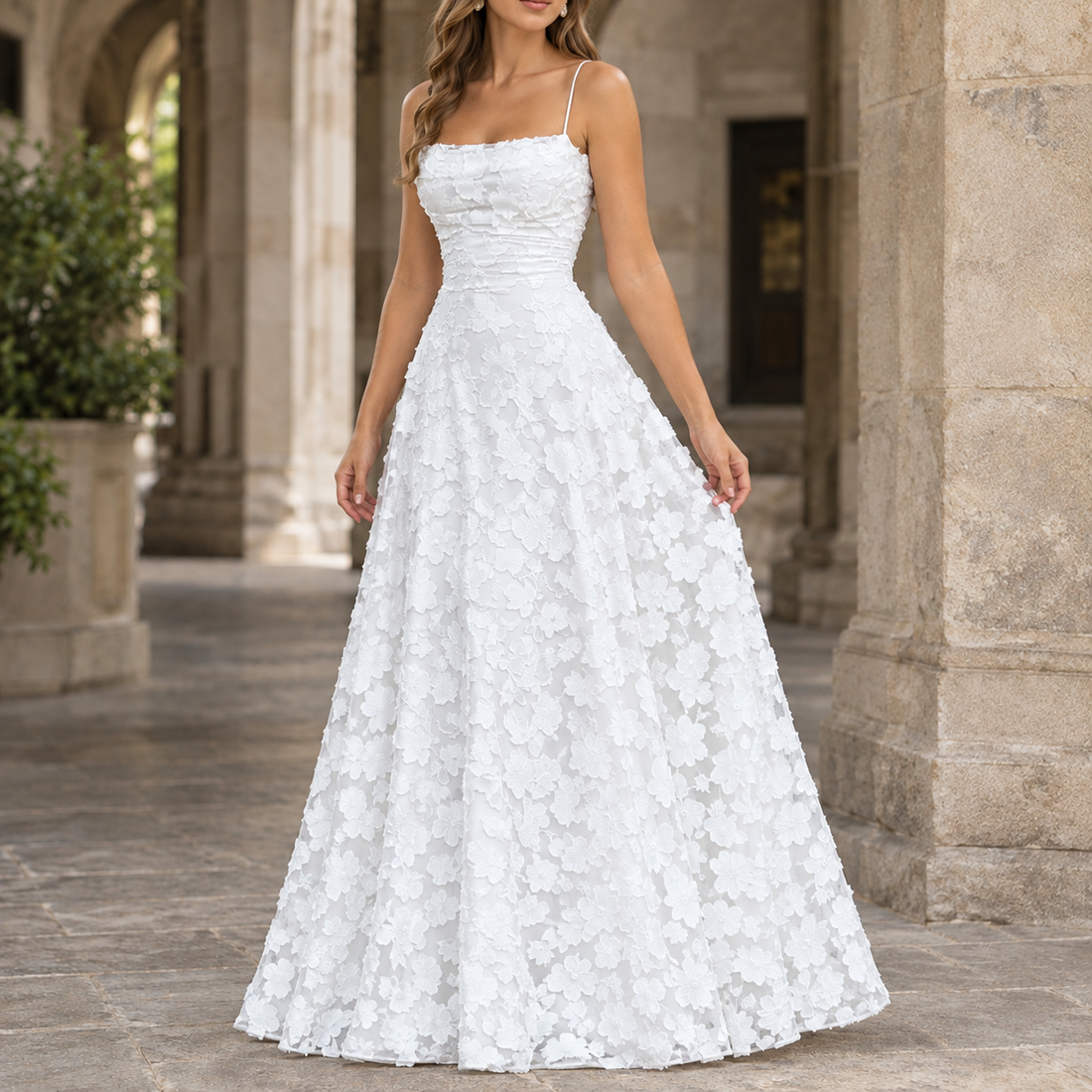 Lena Floral Maxi Dress - White