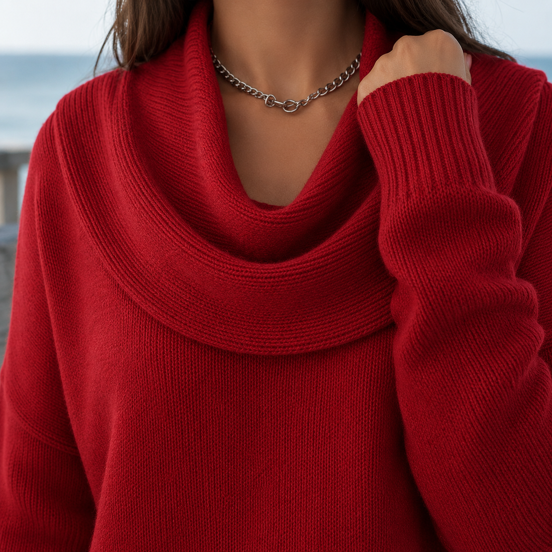 Zinnia Cowl Neck Sweater - Lead Product Detail
