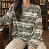 Melanie-Elise Relaxed Stripe Top - Green Stripes