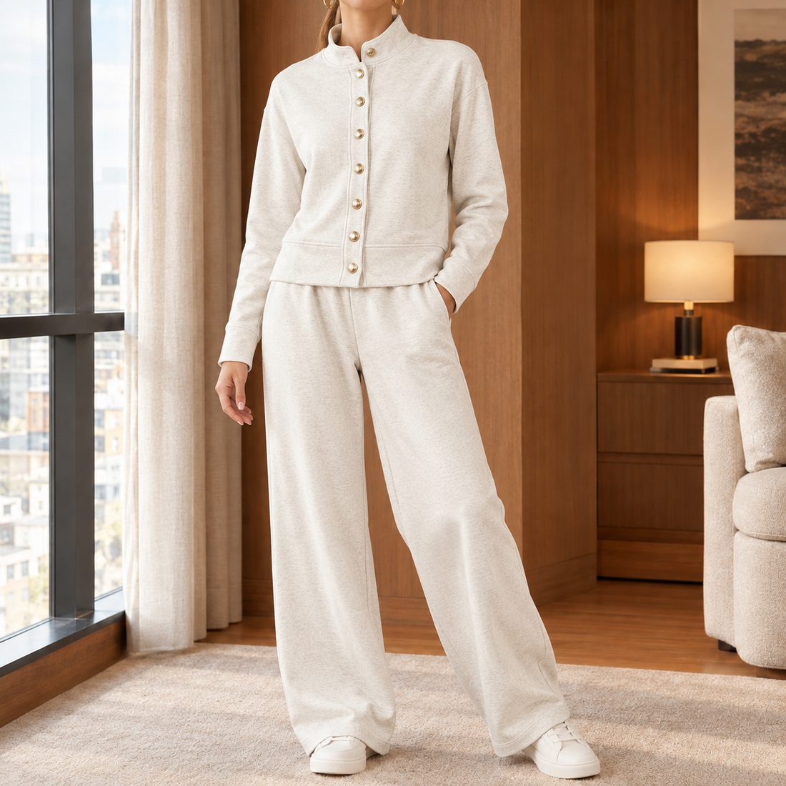 Catriona-Grace Wide Leg Set - Apricot
