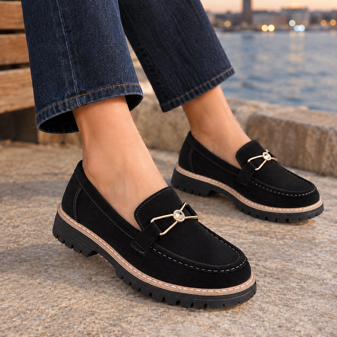 Landriani Buckle Loafers - Black