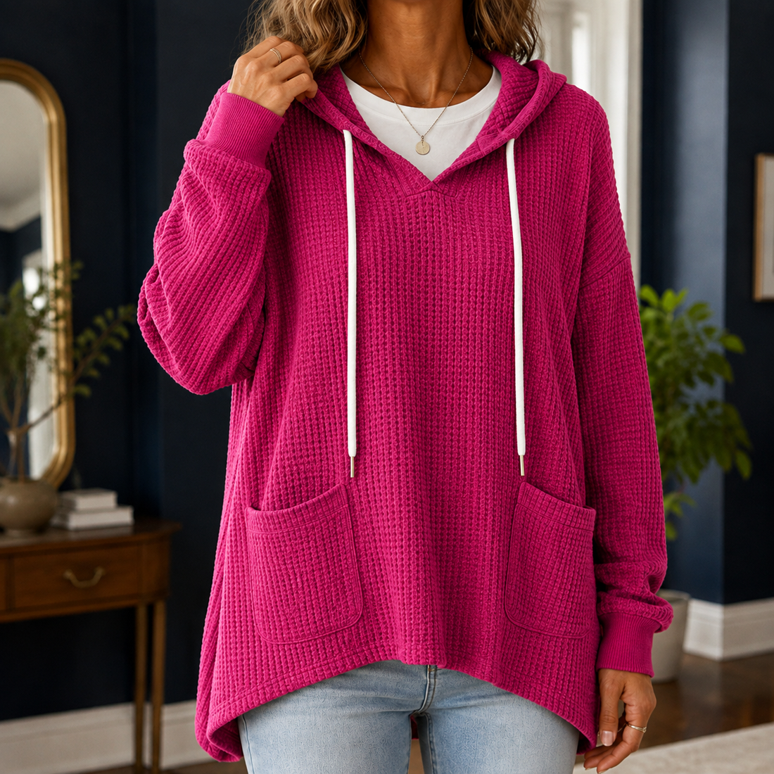 Oriana-Lane Relaxed Hoodie - Fuchsia