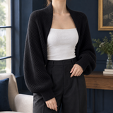 Noemie Ribbed Shrug Sweater - Black