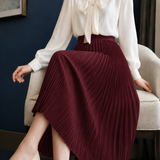 Aurelia Pleated Midi Skirt - Wine Red