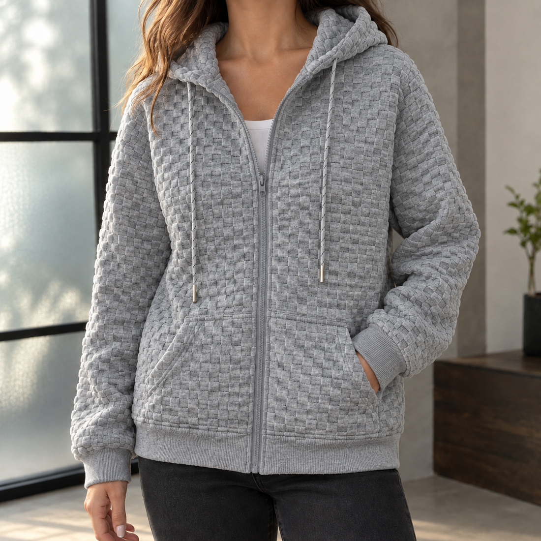 Tiffany-Hope Textured Jacket - Gray