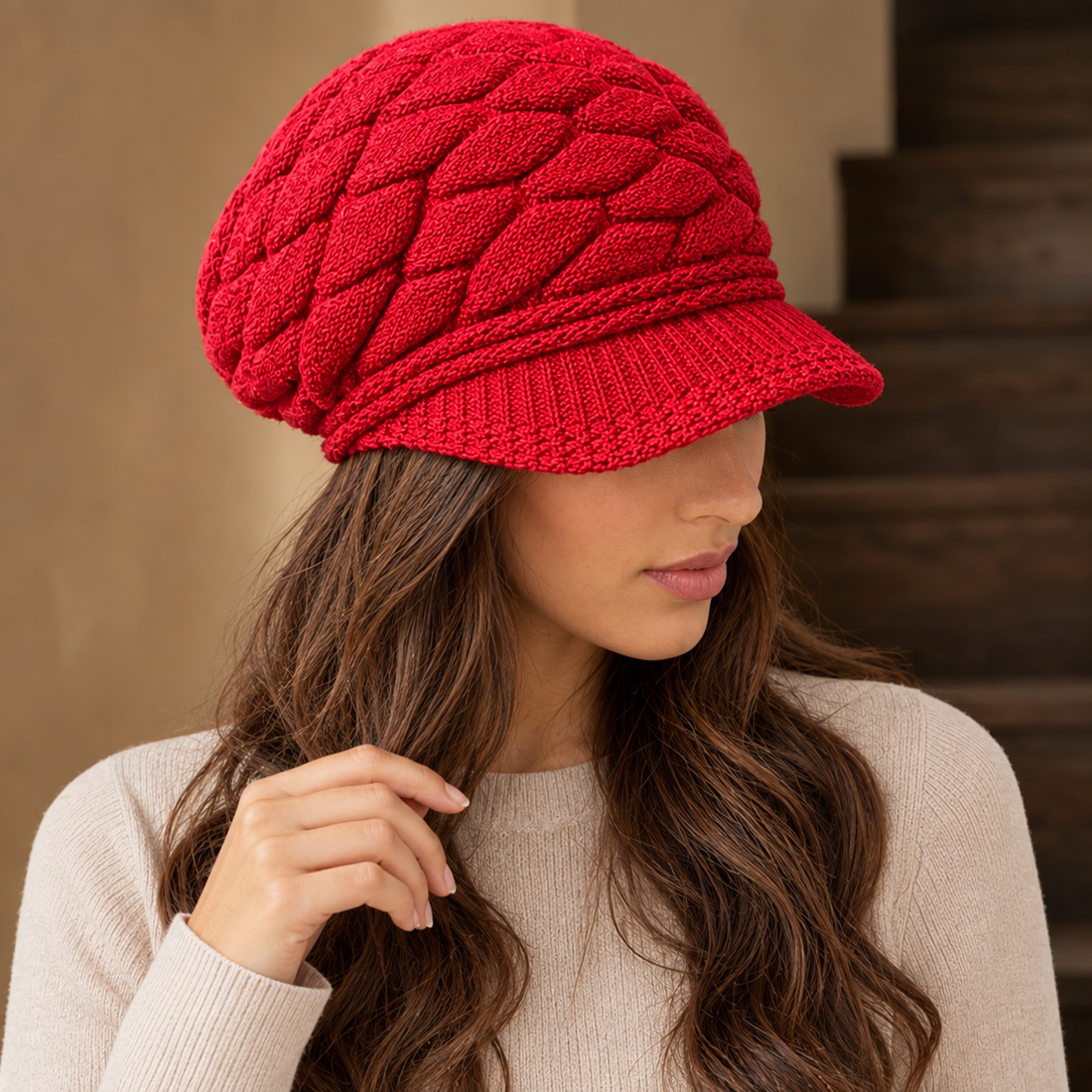 Fenmore Cable Knit Cap - Red 2