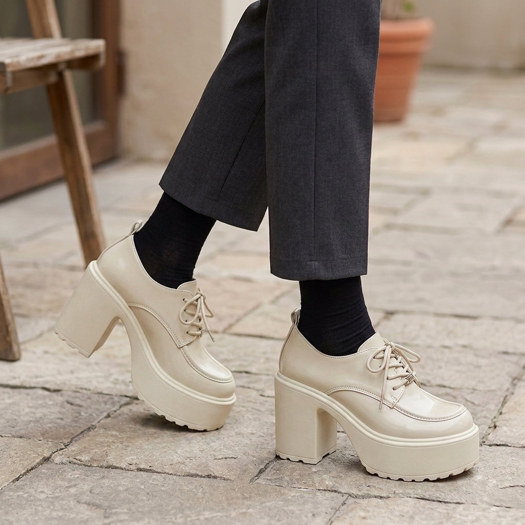 Ravello Platform Oxfords - Beige