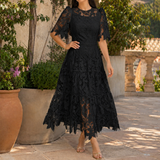 Honora-June Lace A-Line Dress - Black