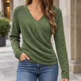 Melanie-Skye Draped V-Neck Sweater - Army Green