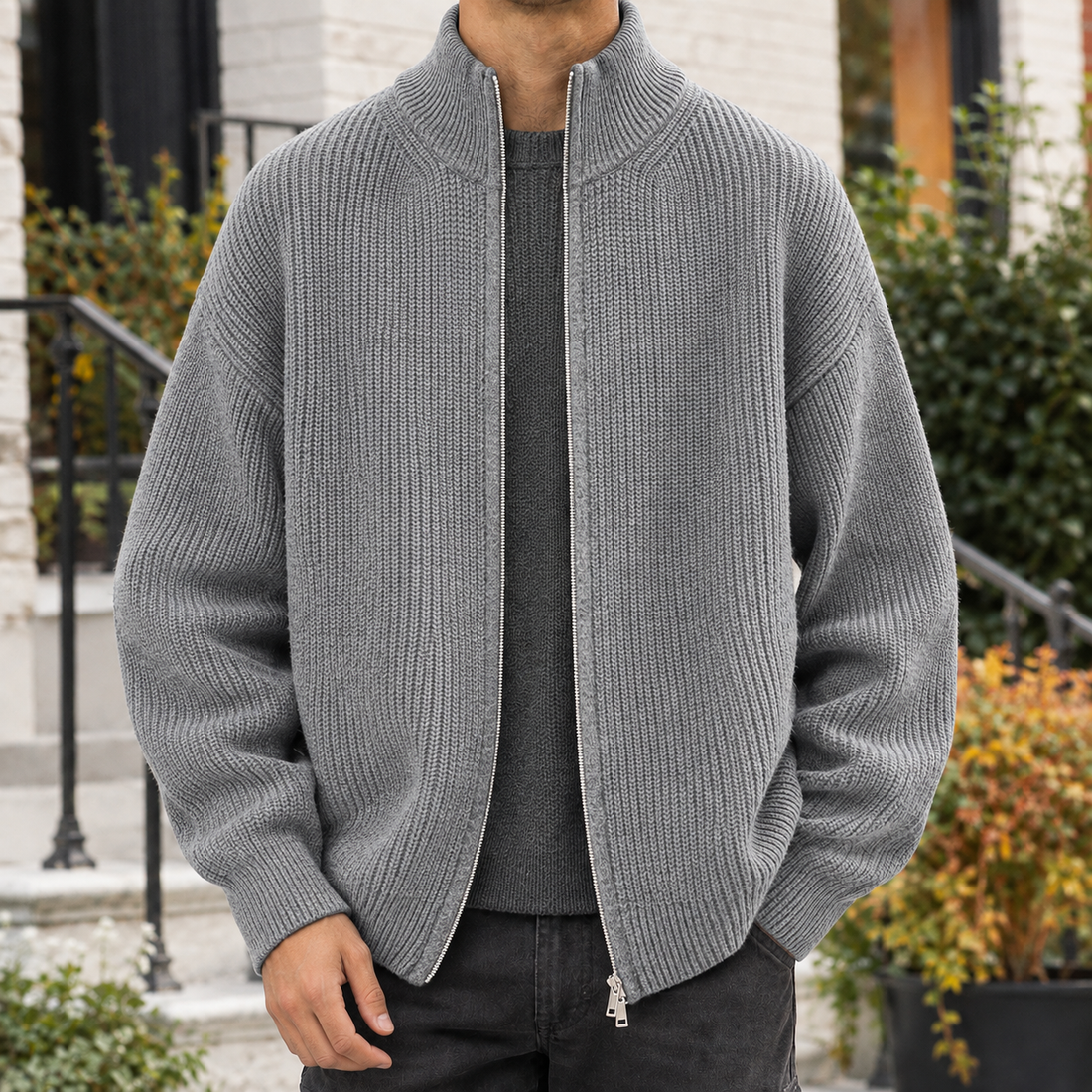 Alistair Zip Sweater - Gray