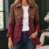 Esther Ruffled Jacket - Red Leopard
