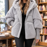 Ilaria-Kate Plush Panel Jacket - Light Gray