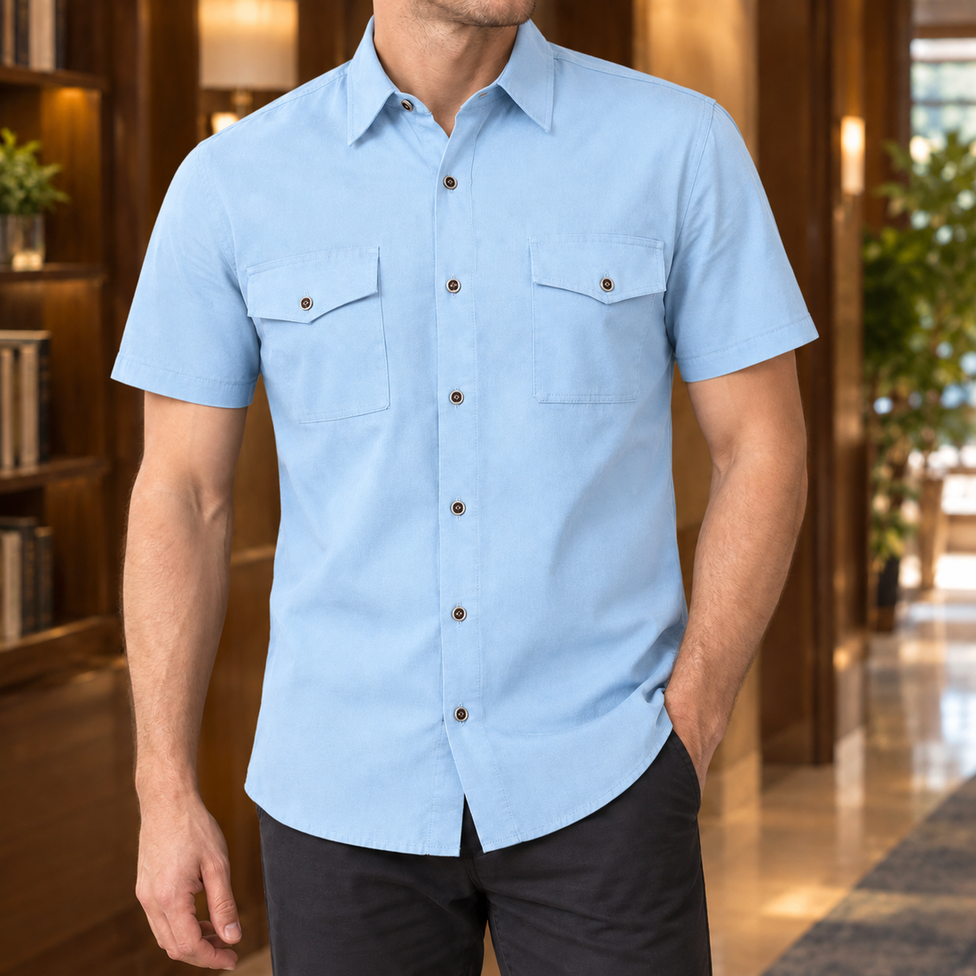 Oscar Collared Shirt - Sky Blue-y