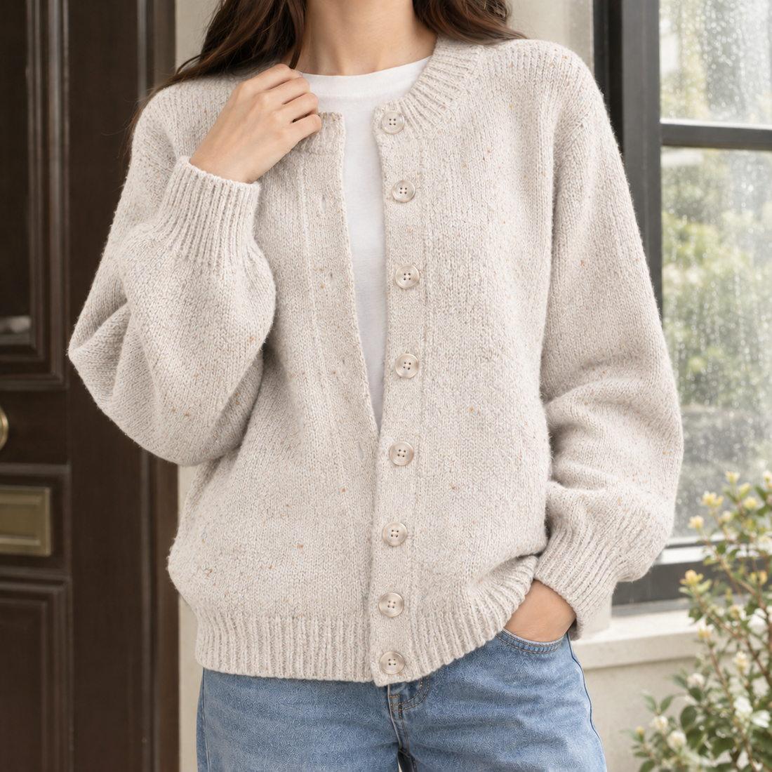 Paula Textured Cardigan - Apricot