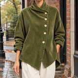 Desiree-Pearl Asymmetric Jacket - Olive Green