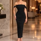 Grace-Lane Ruched Maxi Dress - Black