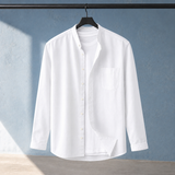 Archambault-Grey Stand Collar Shirt - White
