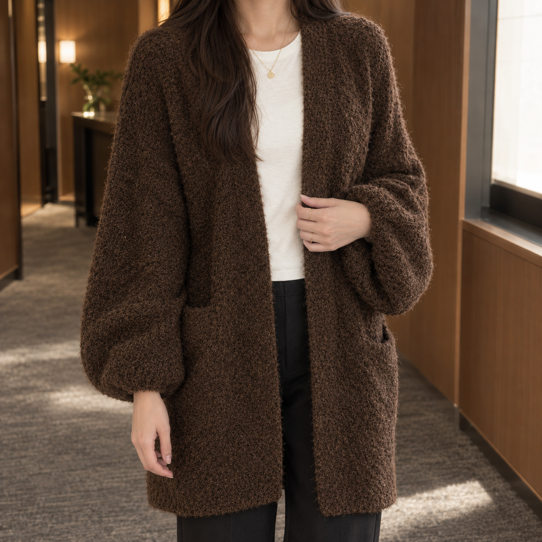 Emery Relaxed Cardigan - Brown