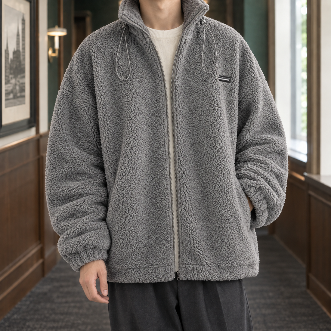 Edric Funnel Neck Jacket - Gray