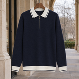 Alfred-Miles Half Zip Sweater - Navy